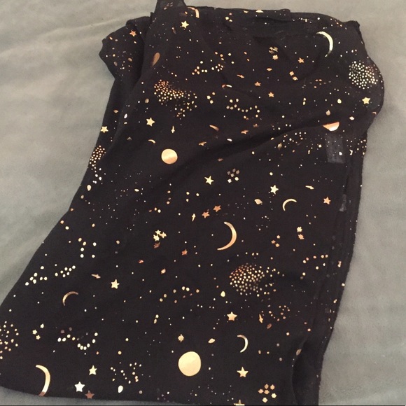 SHEIN Accessories - Black Scarf w Metallic Gold Celestial Design NWT